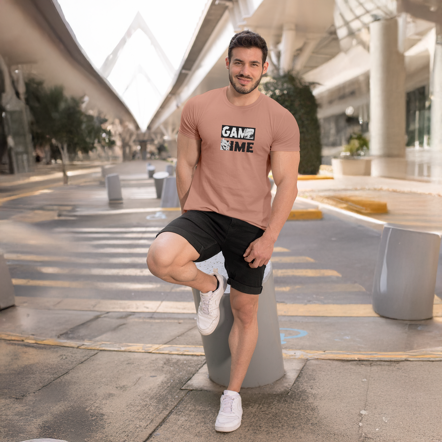 Men's Round Neck Game Time Graphic Printed T-Shirt
