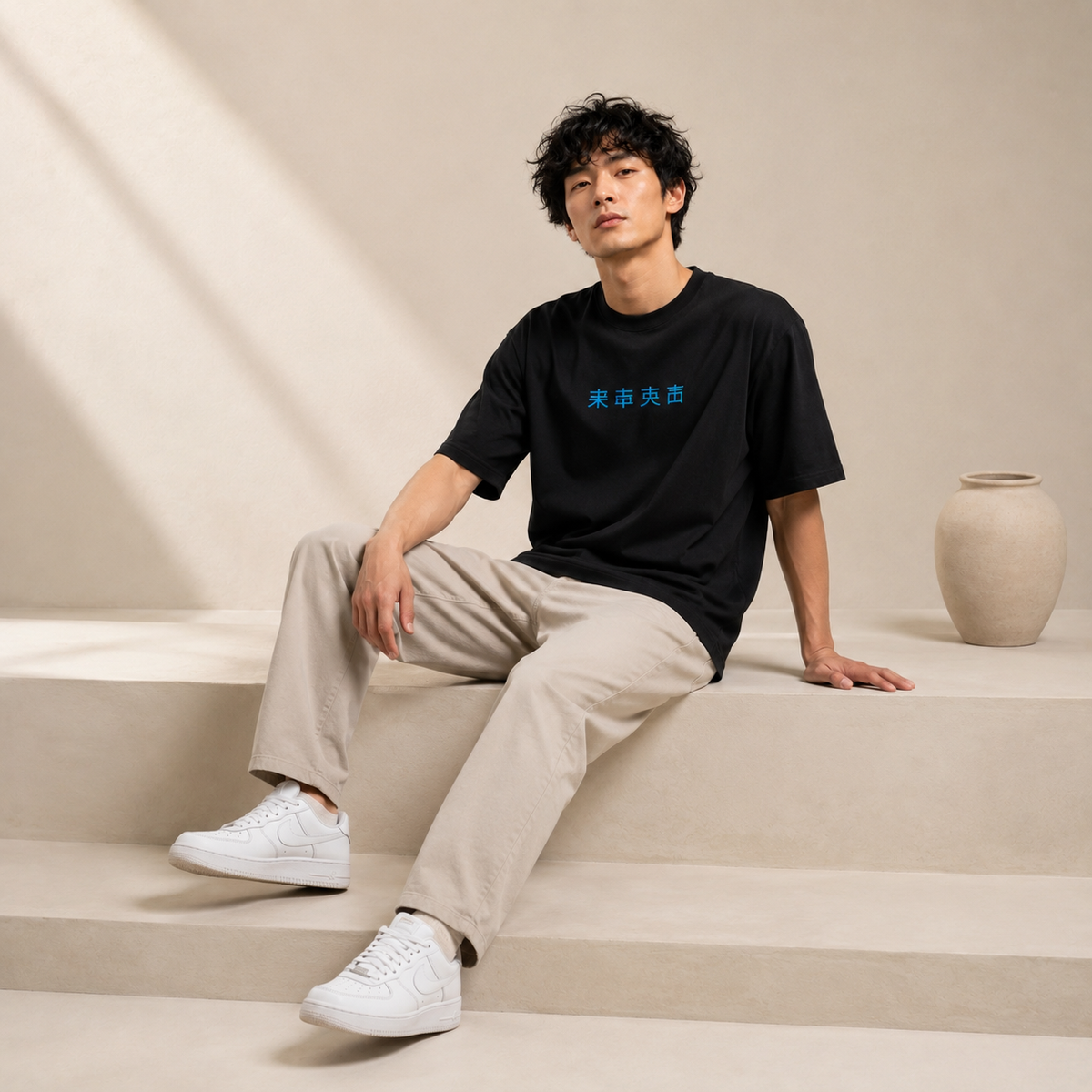 Men's Oversized Water Ninja Graphic Printed T-Shirt