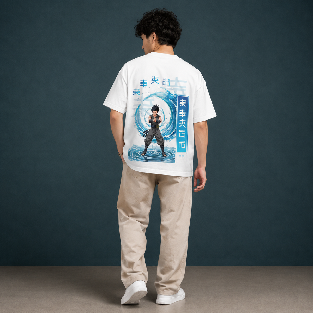 Men's Oversized Water Ninja Graphic Printed T-Shirt