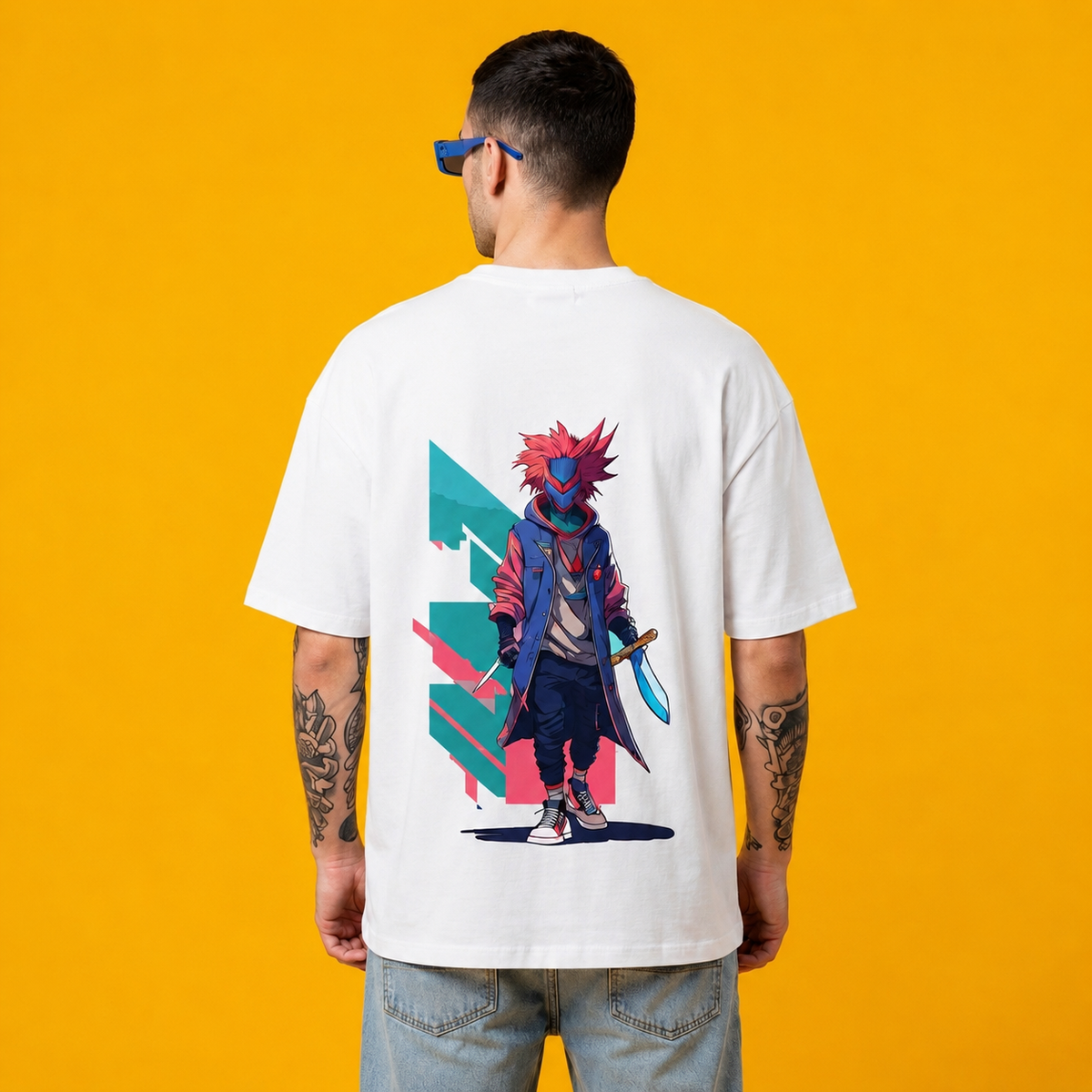 Men's Oversized Anime character Graphic Printed T-Shirt