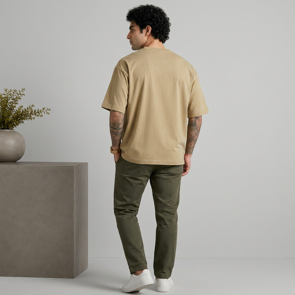 Men's Oversized Beige color T-Shirt