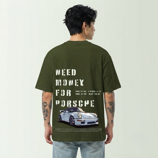 Men's Oversized Porsche Graphic Printed T-Shirt
