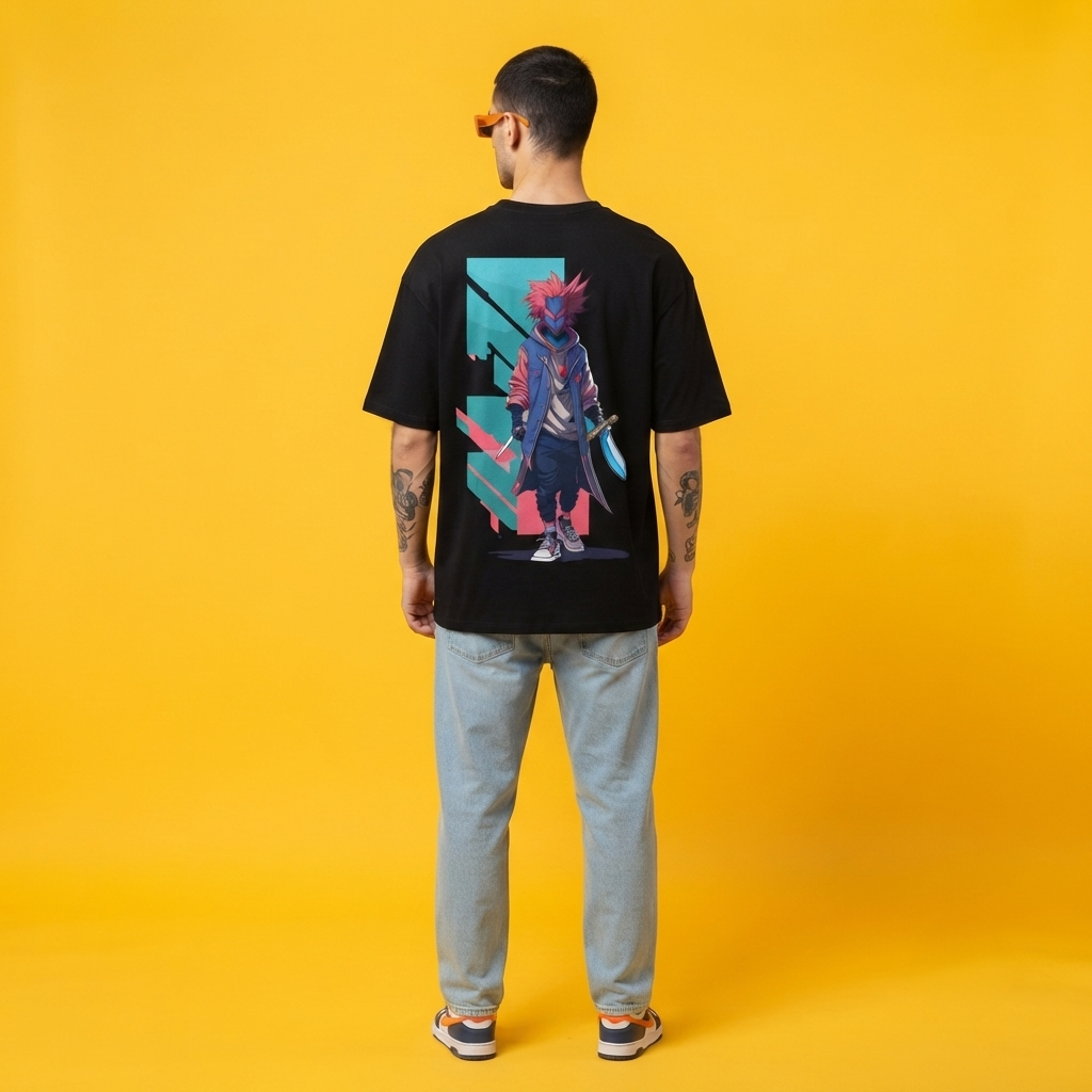 Men's Oversized Anime character Graphic Printed T-Shirt