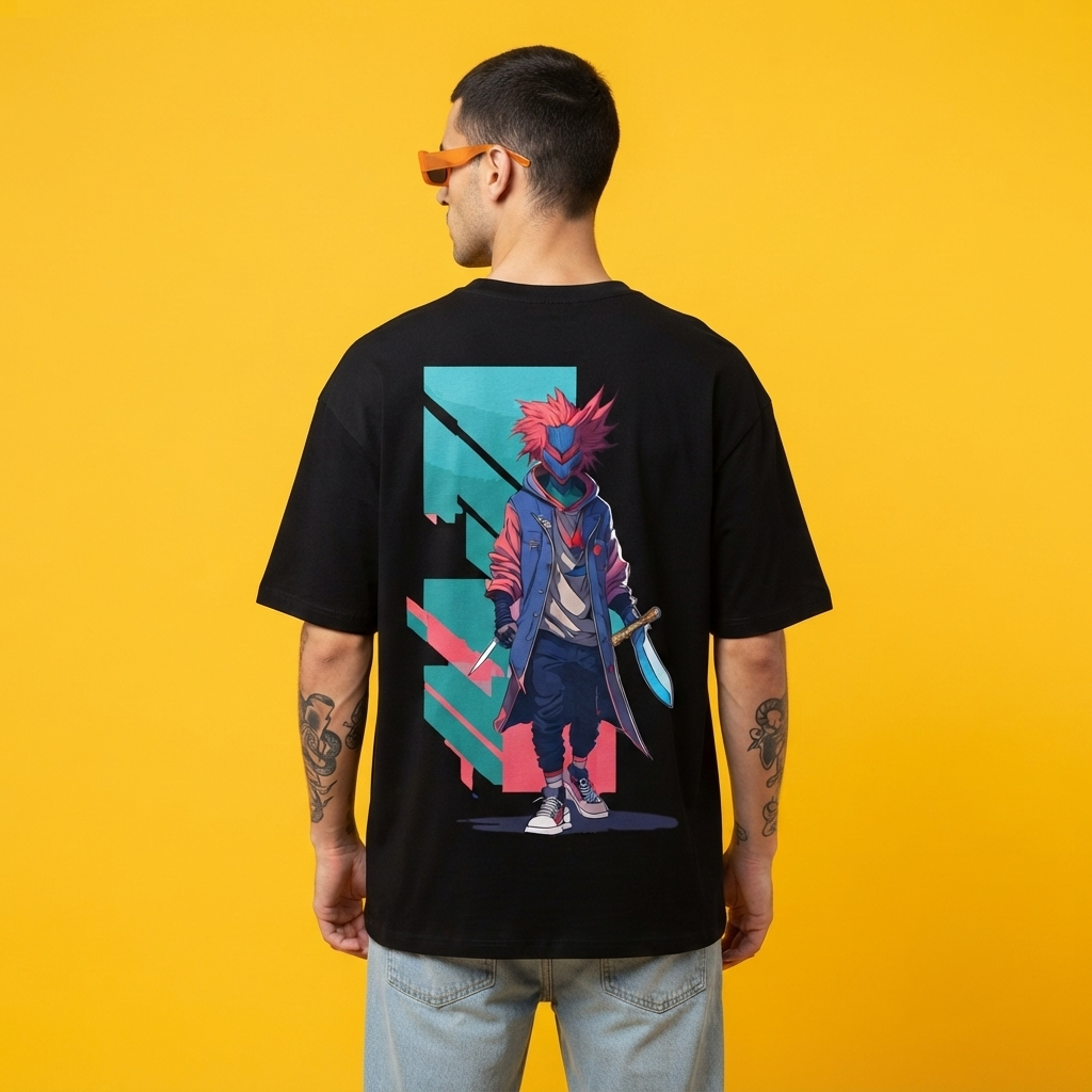Men's Oversized Anime character Graphic Printed T-Shirt