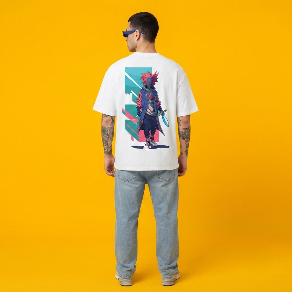 Men's Oversized Anime character Graphic Printed T-Shirt