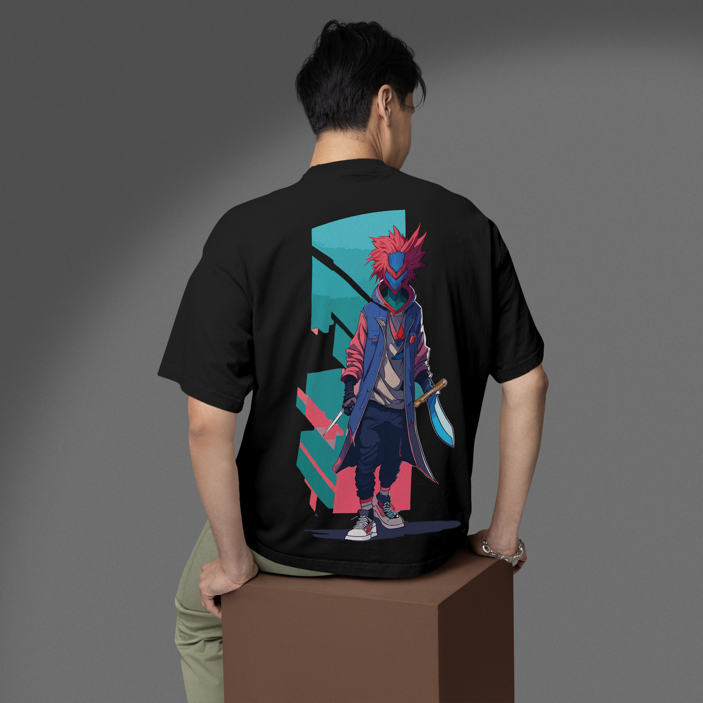 Men's Oversized Anime character Graphic Printed T-Shirt