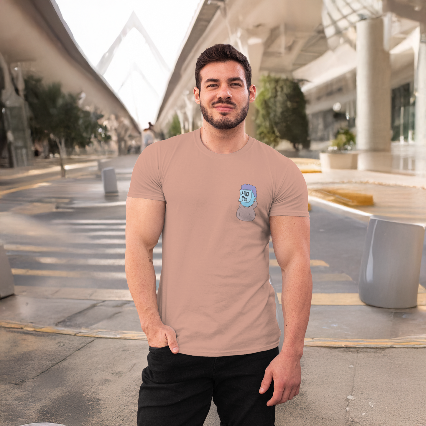 Men's Round Neck Chill Guy Graphic Printed T-Shirt