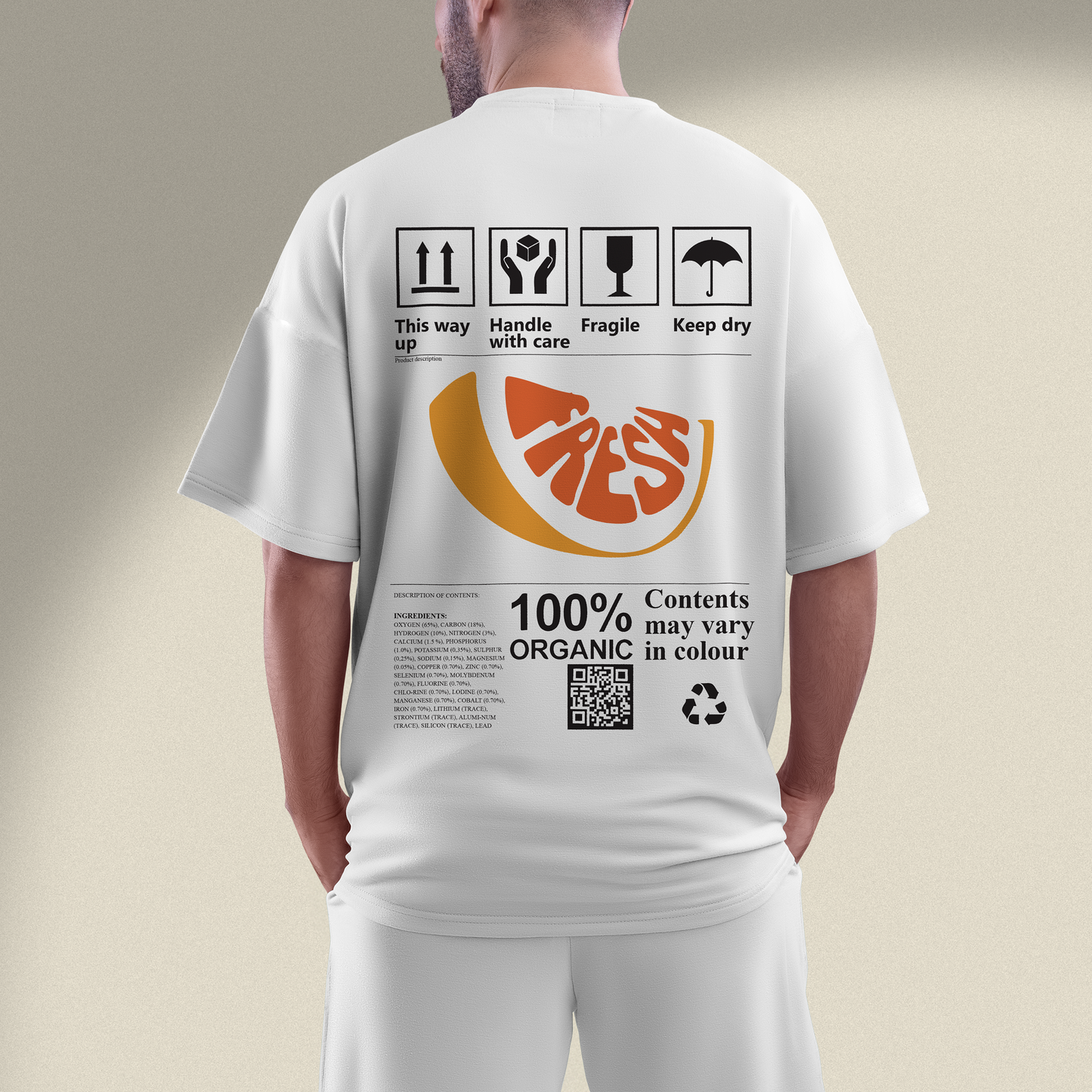Men's Oversized White Fresh Graphic Printed T-Shirt