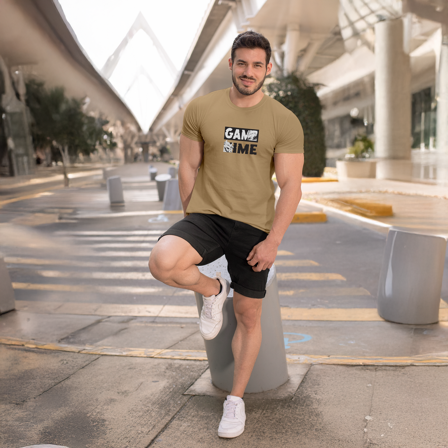 Men's Round Neck Game Time Graphic Printed T-Shirt