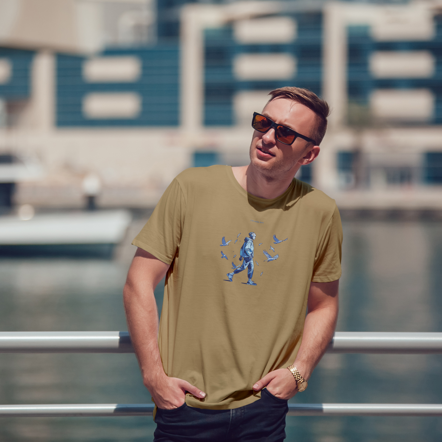 Men's Round Neck Outta Here Graphic Printed T-Shirt