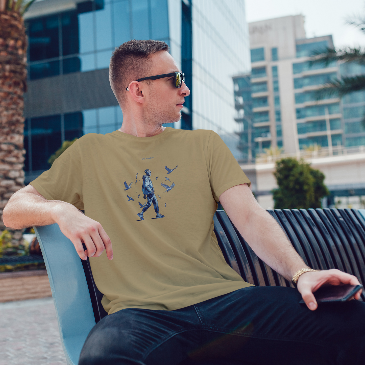Men's Round Neck Outta Here Graphic Printed T-Shirt