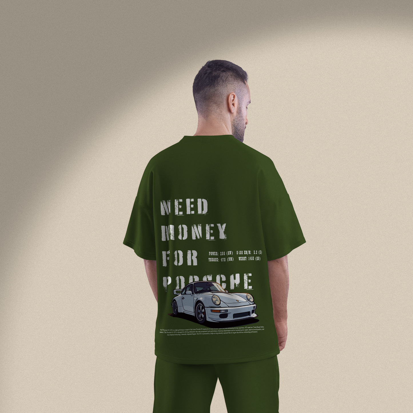 Men's Oversized Porsche Graphic Printed T-Shirt